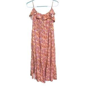 J. Crew Orange and Pink Floral Maxi Dress
